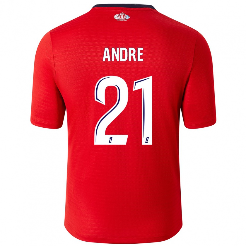 Kandiny Enfant Maillot Benjamin André #21 Rouge Blanc Tenues Domicile 2024/25 T-Shirt