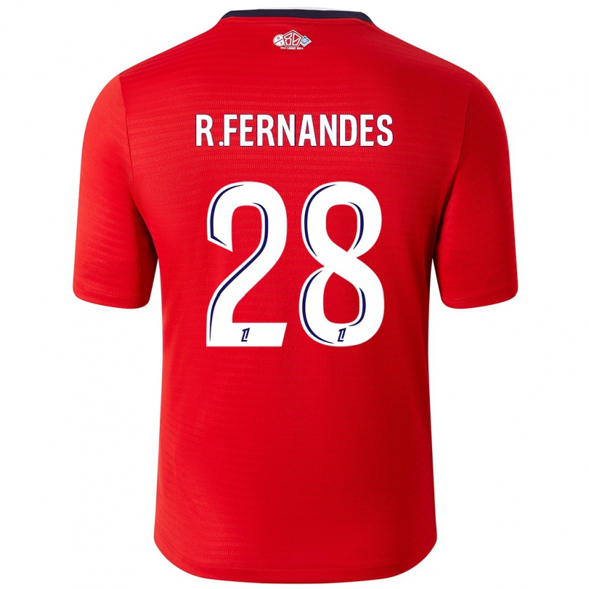 Kandiny Enfant Maillot Rafael Fernandes #28 Rouge Blanc Tenues Domicile 2024/25 T-Shirt