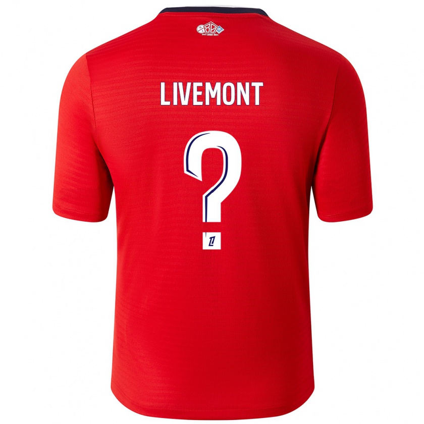 Kandiny Enfant Maillot Antoine Livemont #0 Rouge Blanc Tenues Domicile 2024/25 T-Shirt