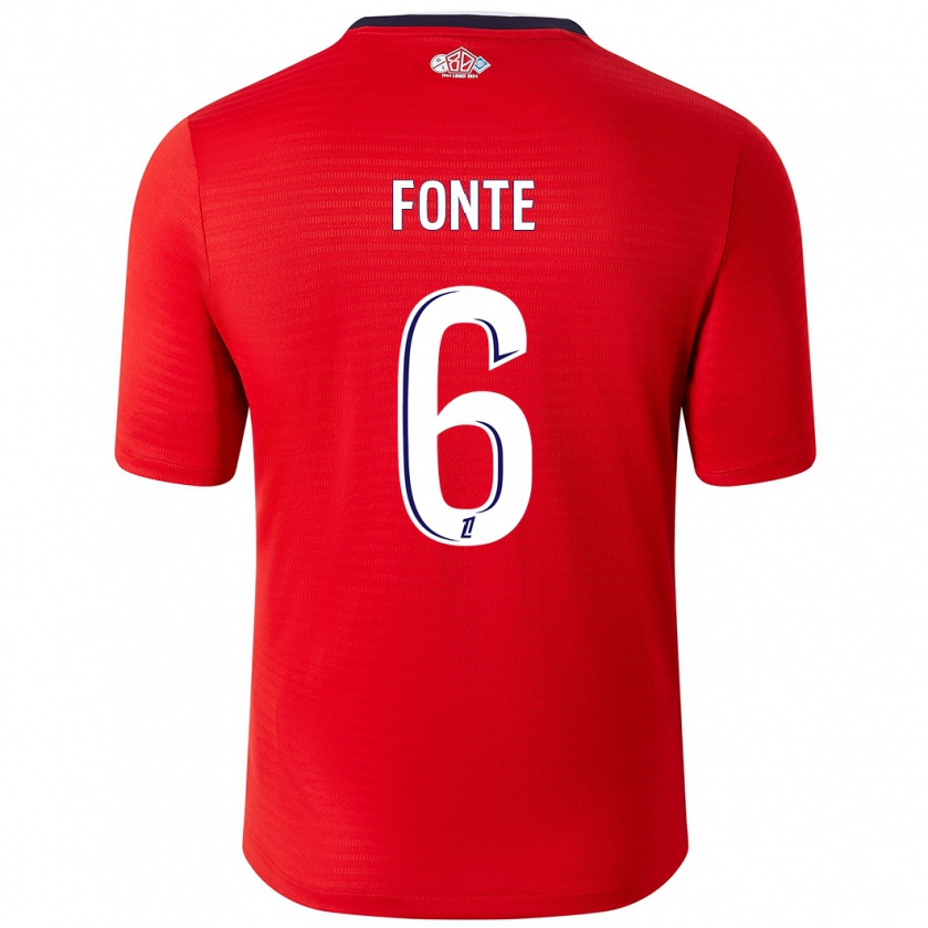 Kandiny Enfant Maillot Jose Fonte #6 Rouge Blanc Tenues Domicile 2024/25 T-Shirt