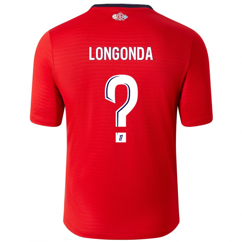 Kandiny Enfant Maillot Jean-Pierre Longonda #0 Rouge Blanc Tenues Domicile 2024/25 T-Shirt