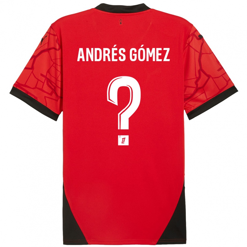 Kandiny Enfant Maillot Carlos Andrés Gómez #0 Rouge Noir Tenues Domicile 2024/25 T-Shirt