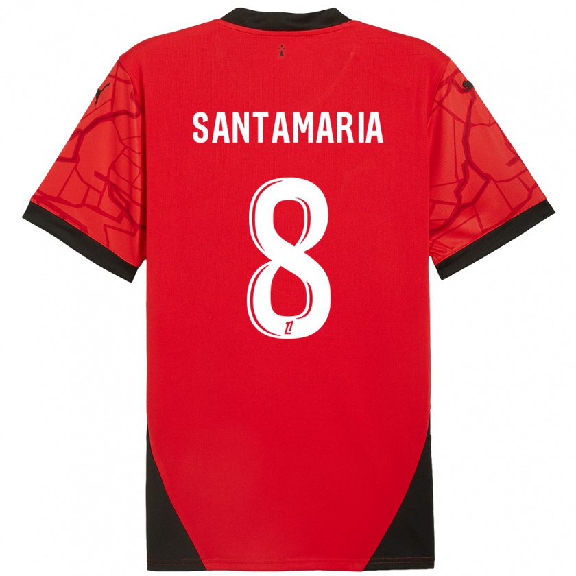 Kandiny Enfant Maillot Baptiste Santamaria #8 Rouge Noir Tenues Domicile 2024/25 T-Shirt