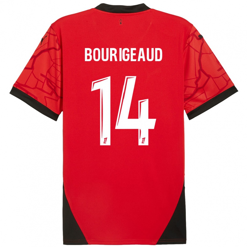 Kandiny Enfant Maillot Benjamin Bourigeaud #14 Rouge Noir Tenues Domicile 2024/25 T-Shirt