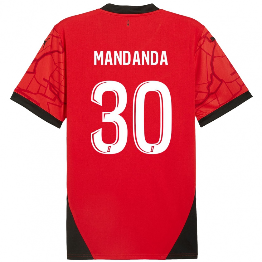 Kandiny Enfant Maillot Steve Mandanda #30 Rouge Noir Tenues Domicile 2024/25 T-Shirt