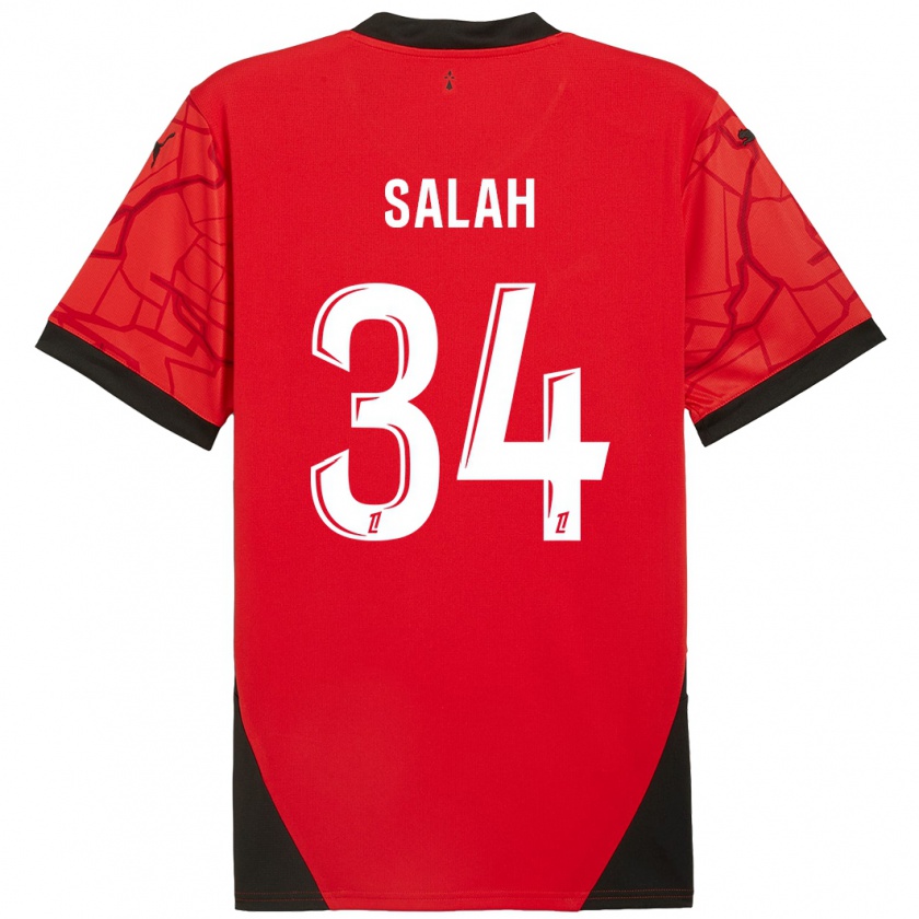 Kandiny Enfant Maillot Ibrahim Salah #34 Rouge Noir Tenues Domicile 2024/25 T-Shirt