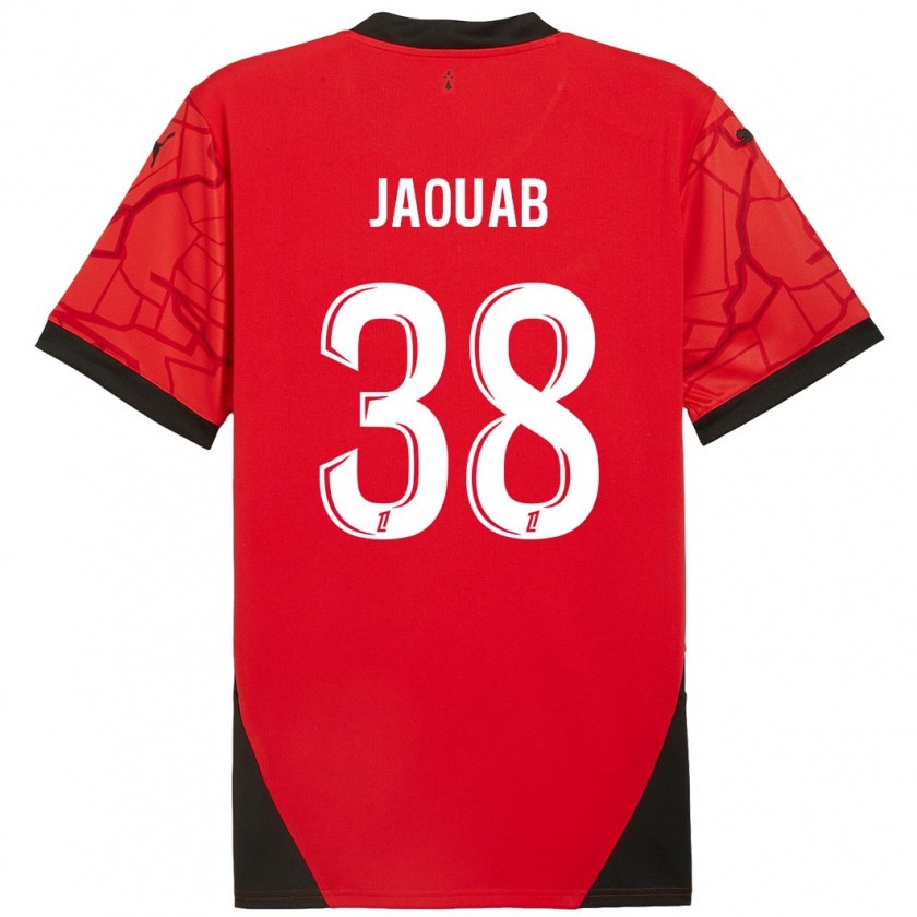 Kandiny Enfant Maillot Mohamed Jaouab #38 Rouge Noir Tenues Domicile 2024/25 T-Shirt