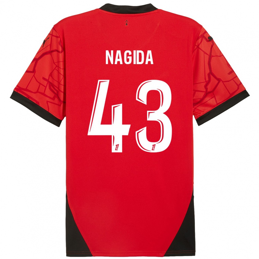 Kandiny Enfant Maillot Mahamadou Nagida #43 Rouge Noir Tenues Domicile 2024/25 T-Shirt