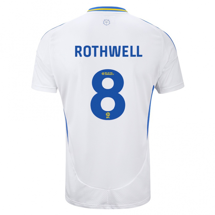 Kandiny Enfant Maillot Joe Rothwell #8 Blanc Bleu Tenues Domicile 2024/25 T-Shirt