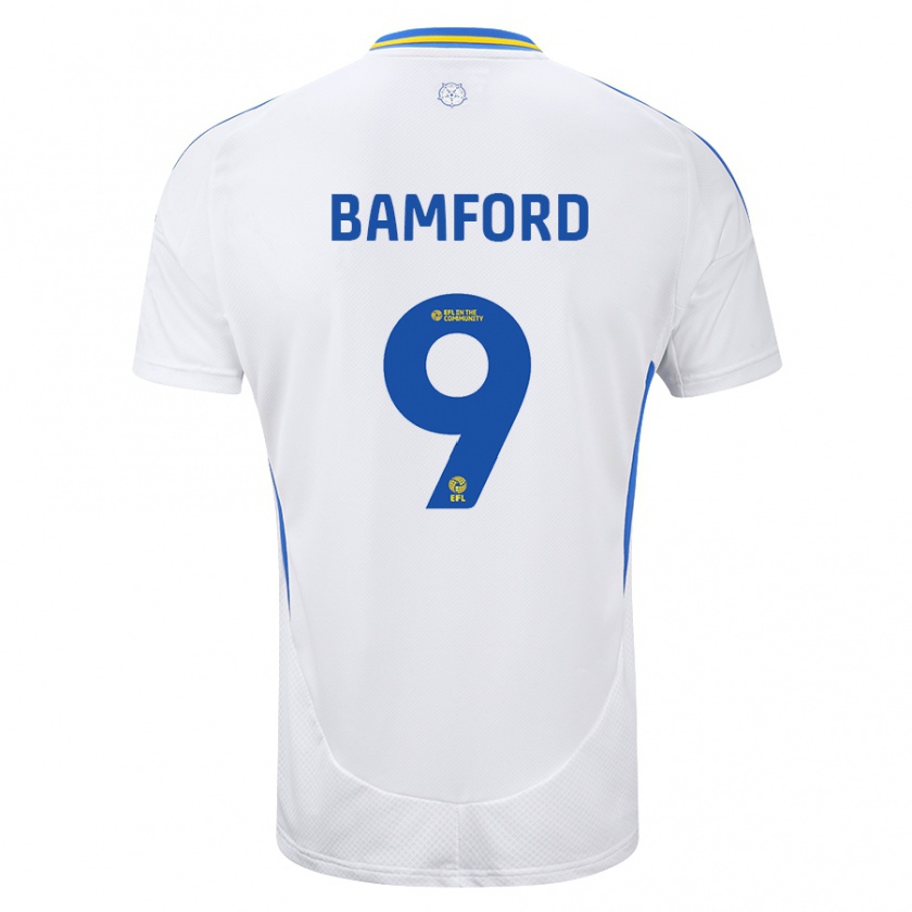 Kandiny Enfant Maillot Patrick Bamford #9 Blanc Bleu Tenues Domicile 2024/25 T-Shirt