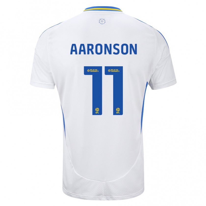 Kandiny Enfant Maillot Brenden Aaronson #11 Blanc Bleu Tenues Domicile 2024/25 T-Shirt