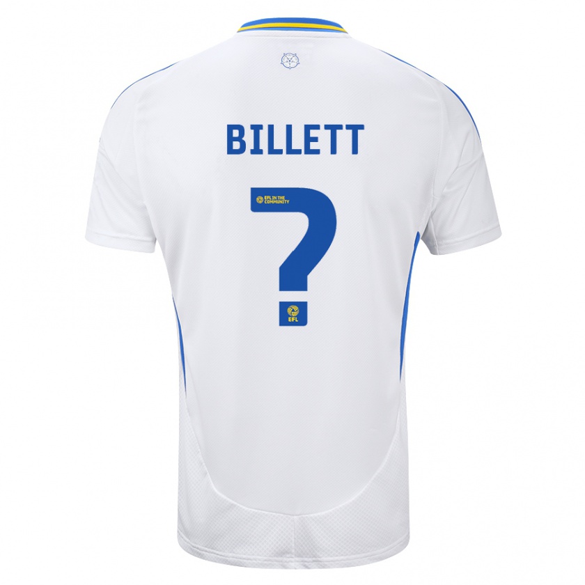 Kandiny Enfant Maillot Joe Billett #0 Blanc Bleu Tenues Domicile 2024/25 T-Shirt