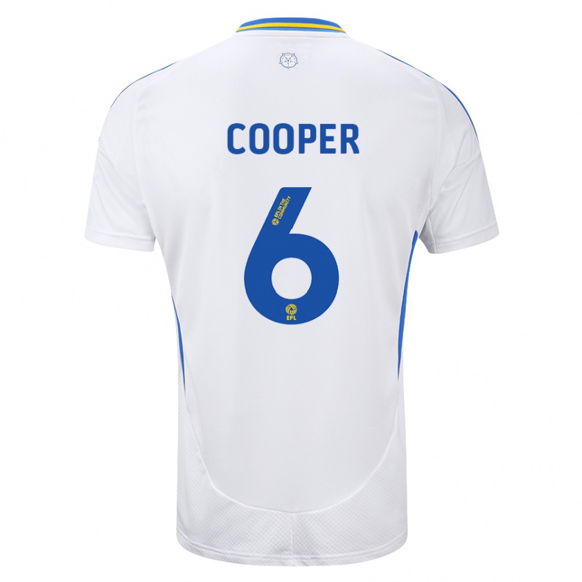 Kandiny Enfant Maillot Liam Cooper #6 Blanc Bleu Tenues Domicile 2024/25 T-Shirt