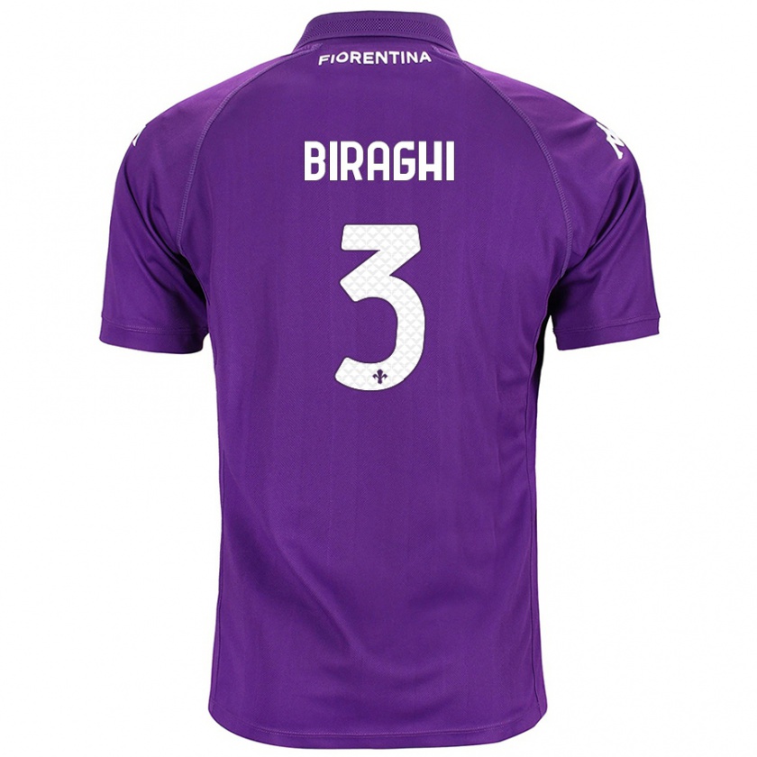 Kandiny Enfant Maillot Cristiano Biraghi #3 Violet Tenues Domicile 2024/25 T-Shirt