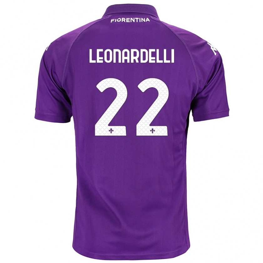 Kandiny Enfant Maillot Pietro Leonardelli #22 Violet Tenues Domicile 2024/25 T-Shirt