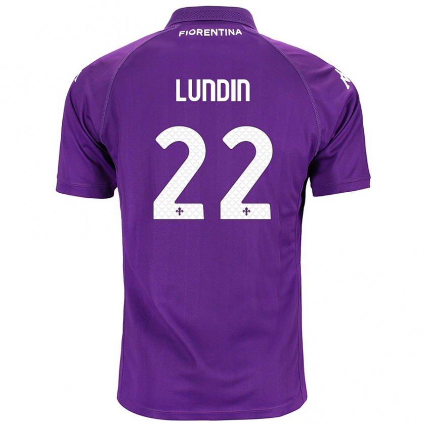 Kandiny Enfant Maillot Karin Lundin #22 Violet Tenues Domicile 2024/25 T-Shirt