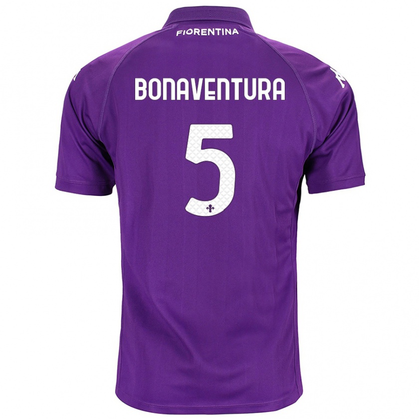 Kandiny Enfant Maillot Giacomo Bonaventura #5 Violet Tenues Domicile 2024/25 T-Shirt