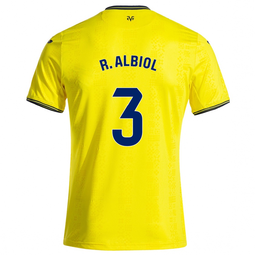 Kandiny Enfant Maillot Raúl Albiol #3 Jaune Noir Tenues Domicile 2024/25 T-Shirt