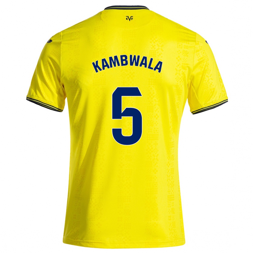 Kandiny Enfant Maillot Willy Kambwala #5 Jaune Noir Tenues Domicile 2024/25 T-Shirt