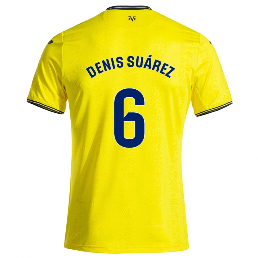 Kandiny Enfant Maillot Denis Suárez #6 Jaune Noir Tenues Domicile 2024/25 T-Shirt