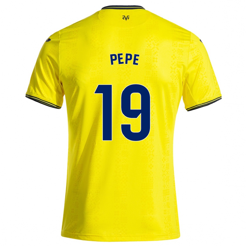 Kandiny Enfant Maillot Nicolas Pépé #19 Jaune Noir Tenues Domicile 2024/25 T-Shirt