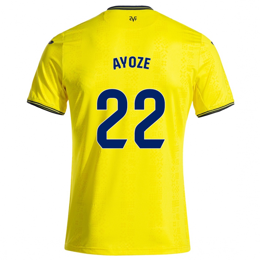 Kandiny Enfant Maillot Ayoze Pérez #22 Jaune Noir Tenues Domicile 2024/25 T-Shirt