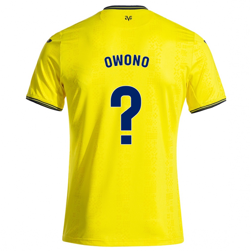 Kandiny Enfant Maillot Roberto Owono #0 Jaune Noir Tenues Domicile 2024/25 T-Shirt