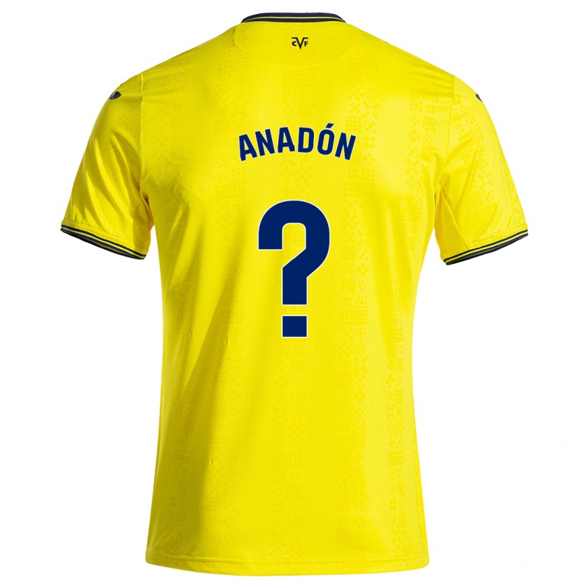 Kandiny Enfant Maillot Guillermo Anadón #0 Jaune Noir Tenues Domicile 2024/25 T-Shirt