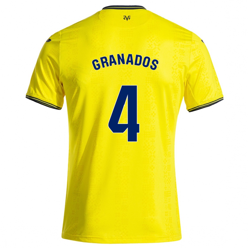 Kandiny Enfant Maillot Carlos Granados #4 Jaune Noir Tenues Domicile 2024/25 T-Shirt