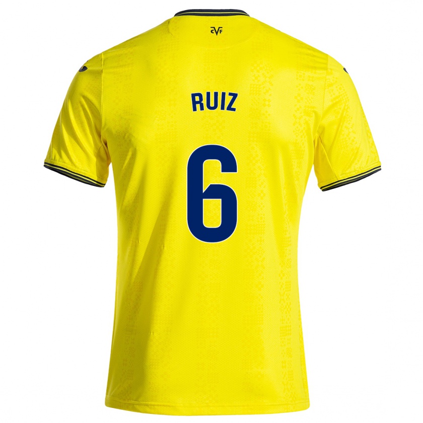 Kandiny Enfant Maillot Joan Ruiz #6 Jaune Noir Tenues Domicile 2024/25 T-Shirt