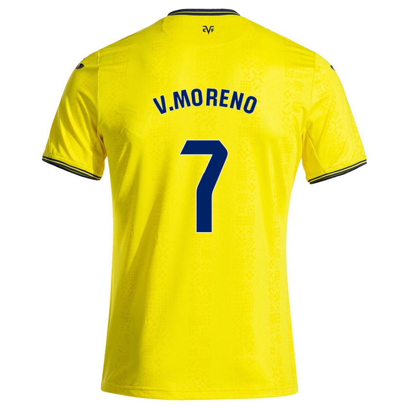 Kandiny Enfant Maillot Víctor Moreno #7 Jaune Noir Tenues Domicile 2024/25 T-Shirt