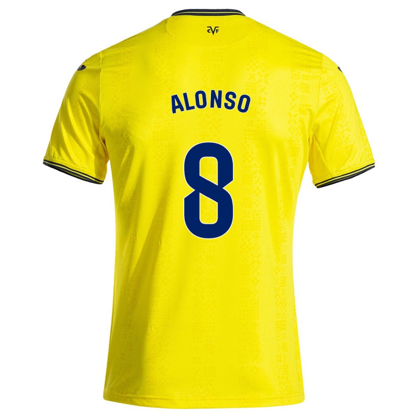 Kandiny Enfant Maillot Rodri Alonso #8 Jaune Noir Tenues Domicile 2024/25 T-Shirt