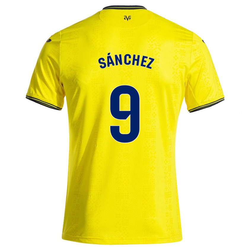 Kandiny Enfant Maillot Edu Sánchez #9 Jaune Noir Tenues Domicile 2024/25 T-Shirt