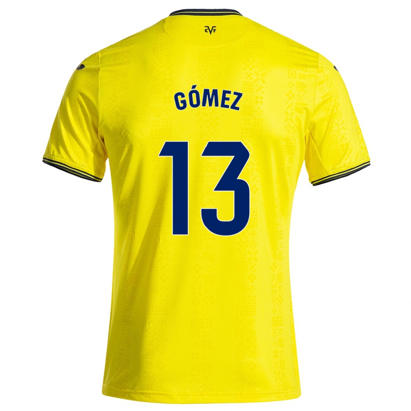 Kandiny Enfant Maillot Rubén Gómez #13 Jaune Noir Tenues Domicile 2024/25 T-Shirt