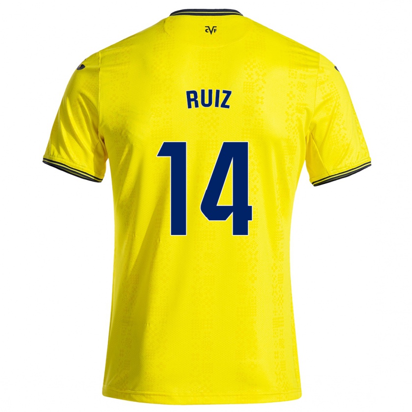 Kandiny Enfant Maillot Adri Ruiz #14 Jaune Noir Tenues Domicile 2024/25 T-Shirt