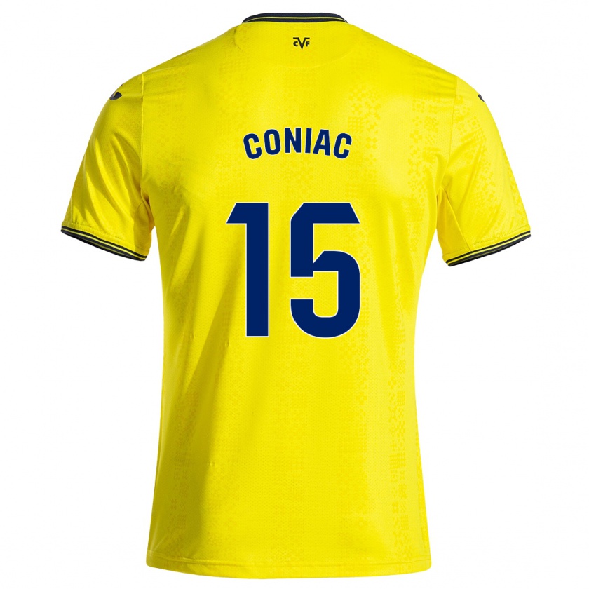 Kandiny Enfant Maillot Edu Coniac #15 Jaune Noir Tenues Domicile 2024/25 T-Shirt