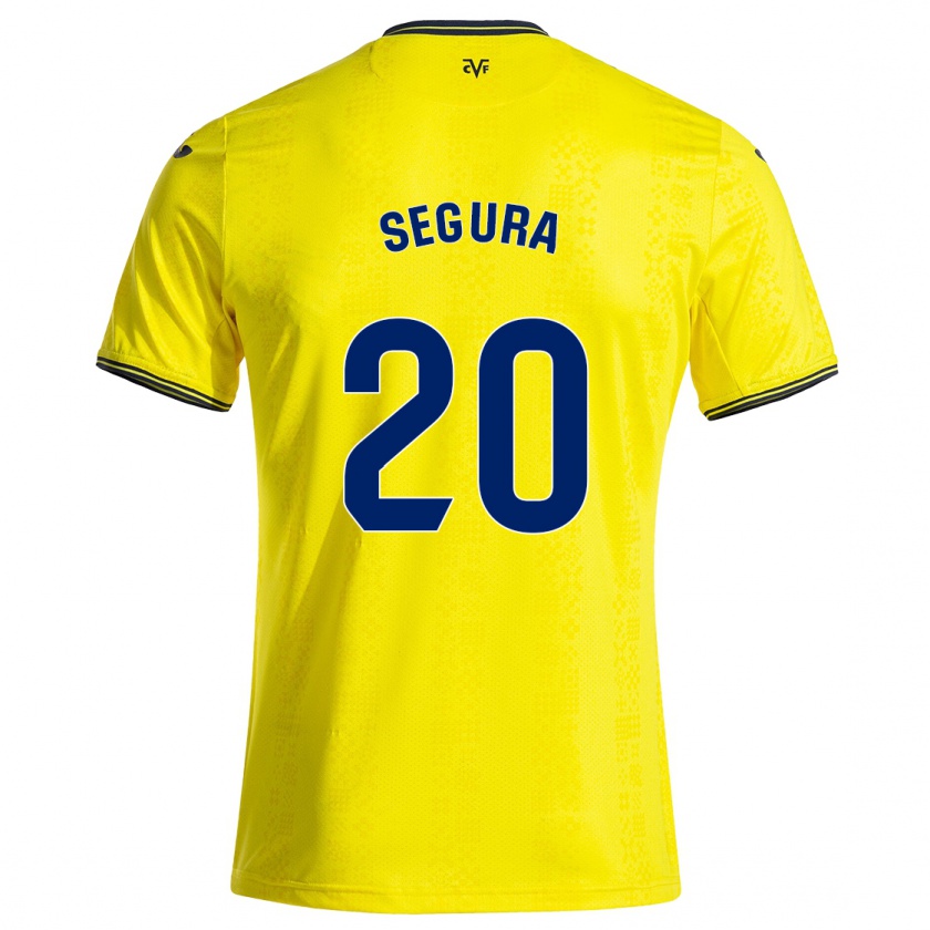 Kandiny Enfant Maillot Carlos Segura #20 Jaune Noir Tenues Domicile 2024/25 T-Shirt