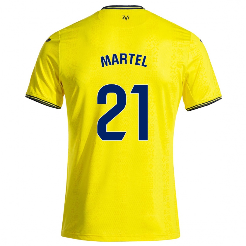 Kandiny Enfant Maillot Kevin Martel #21 Jaune Noir Tenues Domicile 2024/25 T-Shirt