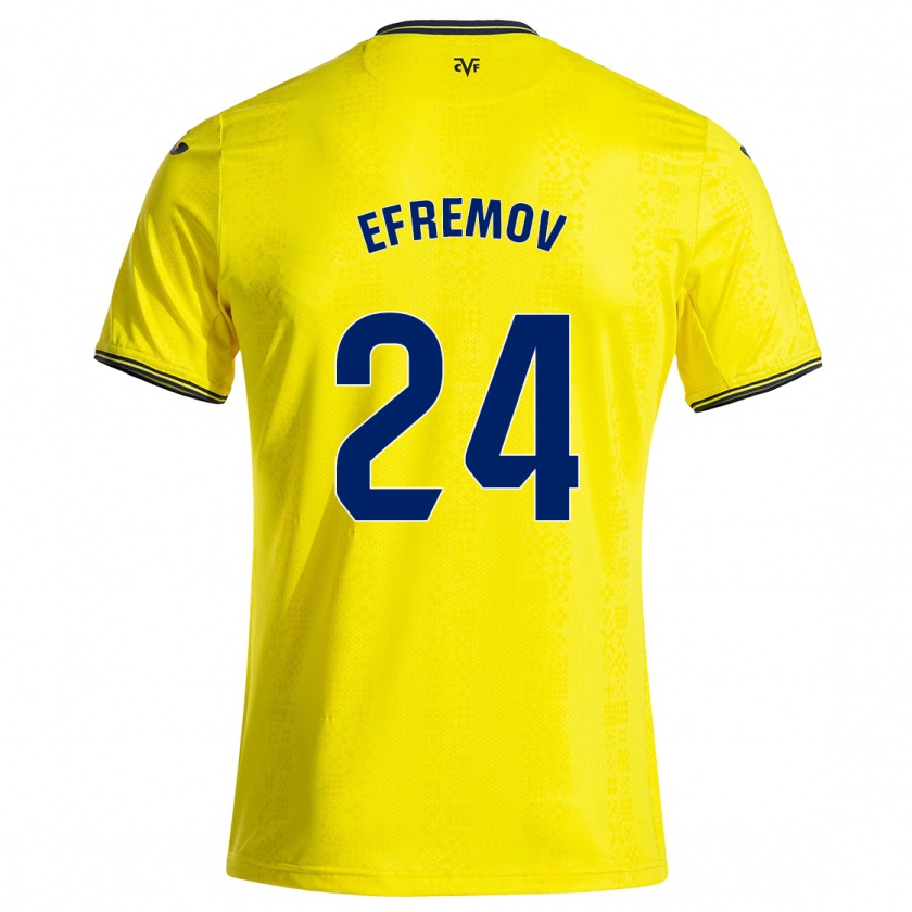 Kandiny Enfant Maillot Anton Efremov #24 Jaune Noir Tenues Domicile 2024/25 T-Shirt