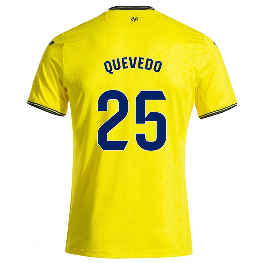 Kandiny Enfant Maillot Alex Quevedo #25 Jaune Noir Tenues Domicile 2024/25 T-Shirt