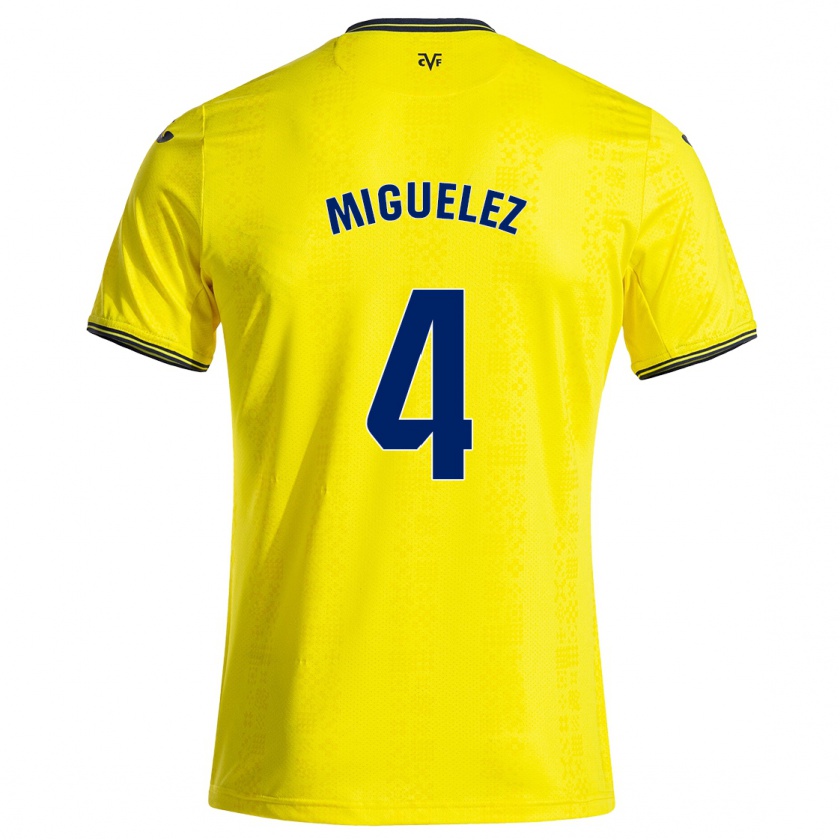 Kandiny Enfant Maillot Irene Miguélez #4 Jaune Noir Tenues Domicile 2024/25 T-Shirt