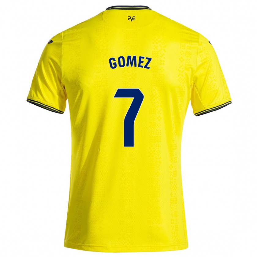 Kandiny Enfant Maillot Lucía Gómez #7 Jaune Noir Tenues Domicile 2024/25 T-Shirt