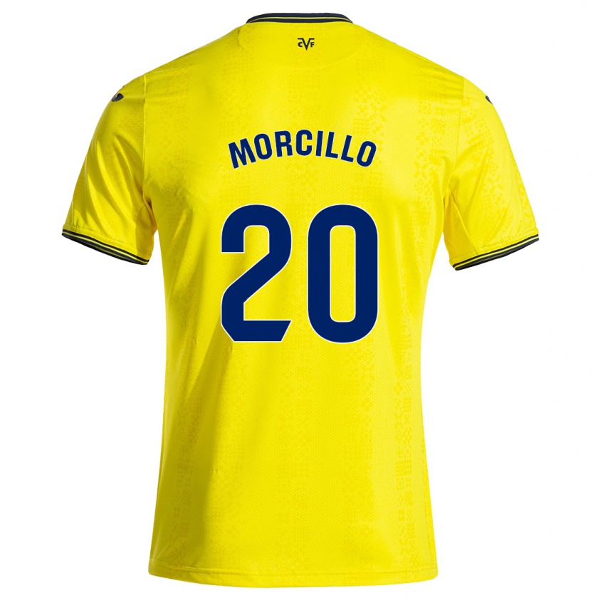 Kandiny Enfant Maillot Raquel Morcillo #20 Jaune Noir Tenues Domicile 2024/25 T-Shirt