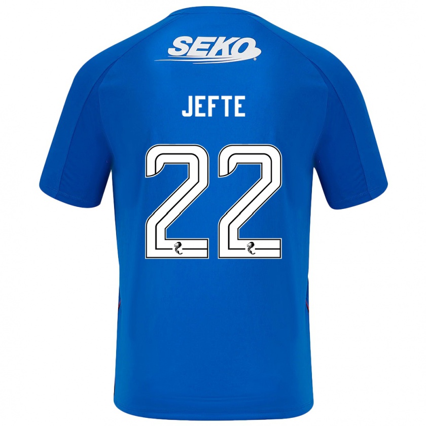 Kandiny Enfant Maillot Jefté #22 Bleu Foncé Tenues Domicile 2024/25 T-Shirt