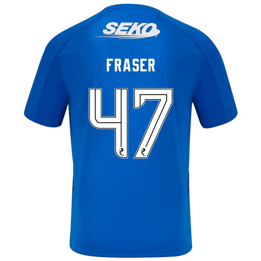 Kandiny Enfant Maillot Robbie Fraser #47 Bleu Foncé Tenues Domicile 2024/25 T-Shirt