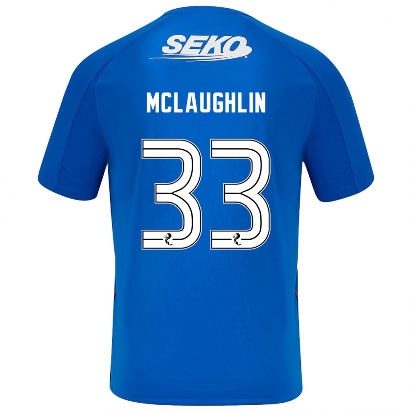 Kandiny Enfant Maillot Jon Mclaughlin #33 Bleu Foncé Tenues Domicile 2024/25 T-Shirt