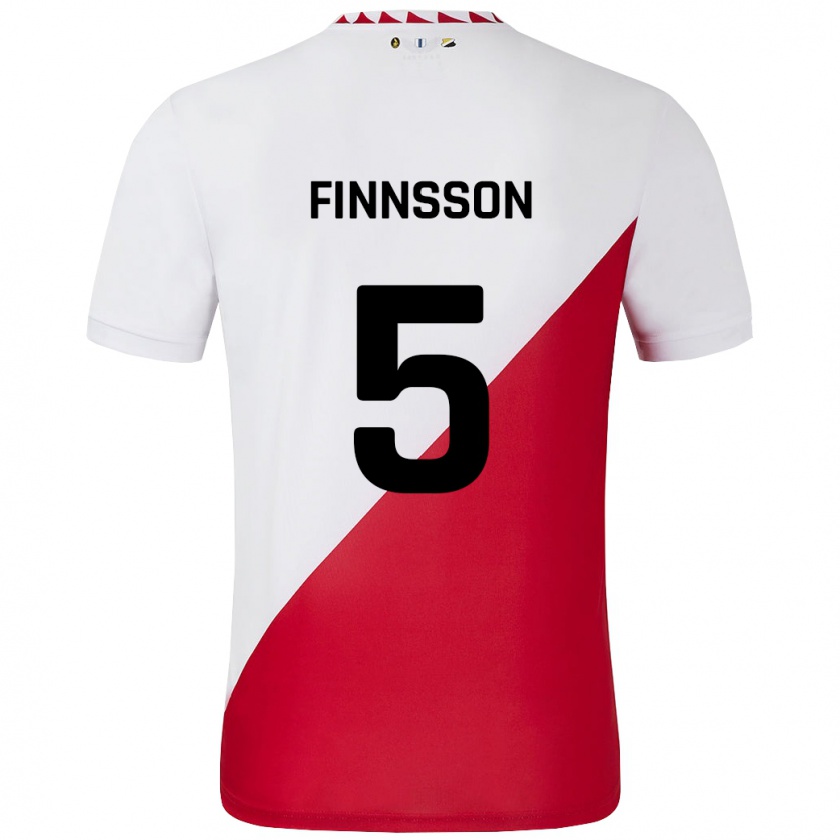 Kandiny Enfant Maillot Kolbeinn Finnsson #5 Blanc Rouge Tenues Domicile 2024/25 T-Shirt