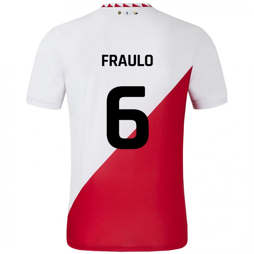 Kandiny Enfant Maillot Oscar Fraulo #6 Blanc Rouge Tenues Domicile 2024/25 T-Shirt