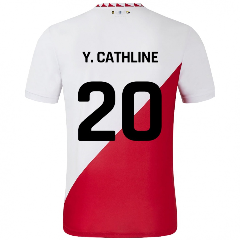 Kandiny Enfant Maillot Yoann Cathline #20 Blanc Rouge Tenues Domicile 2024/25 T-Shirt