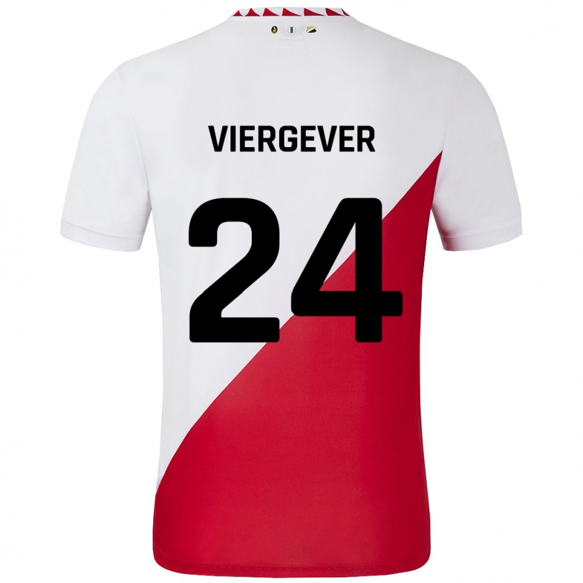 Kandiny Enfant Maillot Nick Viergever #24 Blanc Rouge Tenues Domicile 2024/25 T-Shirt